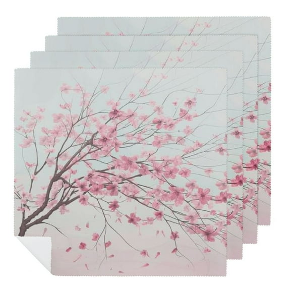 Werpe Pink Flowers Polyester Dinner Napkin for Dining Table Kitchen Daily Party Housewarming Farmhouse Decor Home Decor 2 PCS