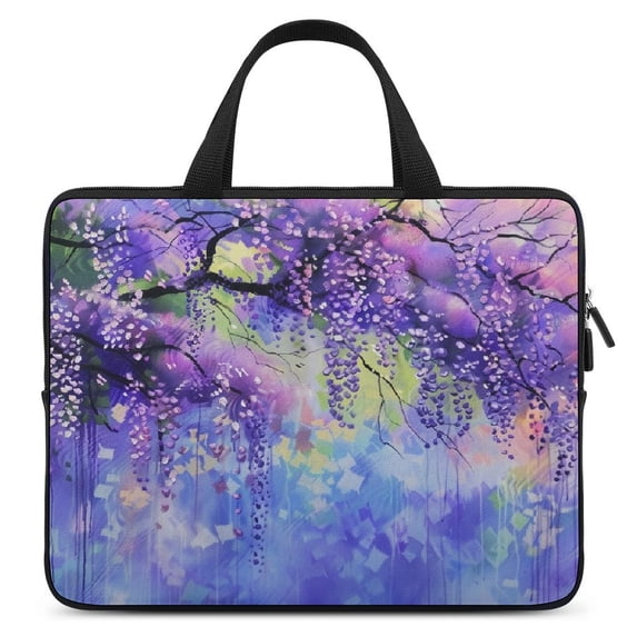 Werpe Purple Flowers Diving Fabric Laptop Carrying Bag Soft Travel Case (Idea) 15inch