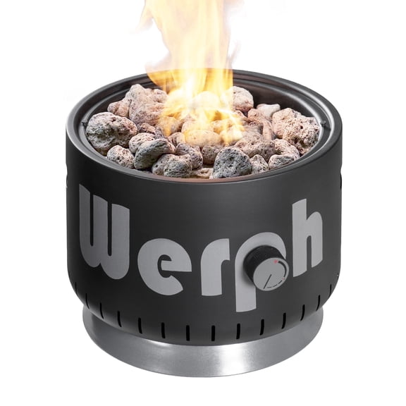 Werph 17-Inch Compact Propane Gas Fire Pit, 58000 BTU, Lightweight with Locking 2-in-1 Lid & Pumice Stones, Ideal for Camping, RV, Picnic, Fishing & Backyard
