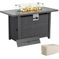 thumbnail image 1 of Werph 43 In Gas Fire Pits Table for Patio,Fire Pit Table for Outside,Fire Table with Glass Window Protector,2 in 1 Outdoor Firepit Table with Lid and Glass Crystal Stone, Propane Fire Pit Table,Black, 1 of 10