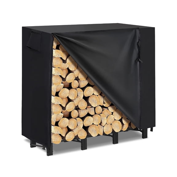 Werph 4ft Heavy Duty Outdoor Firewood Rack with Waterproof Cover – Steel Frame Log Storage for Backyard, Patio, Porch