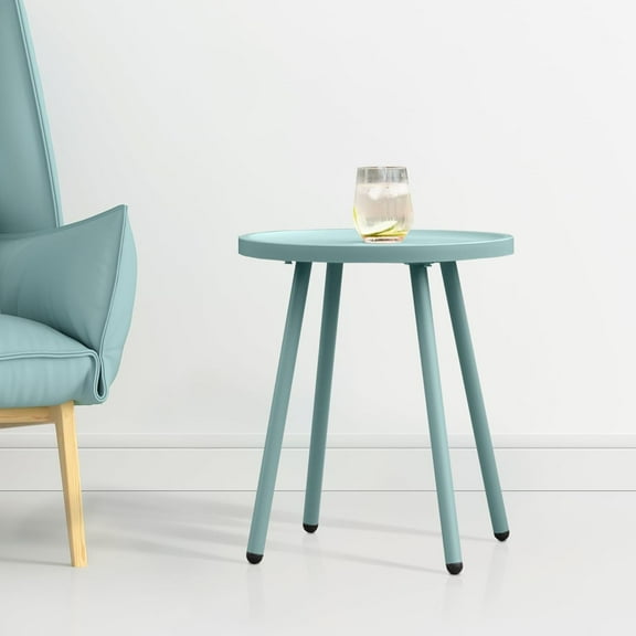 Werph End Table Living Room Side Table, Round Accent Table Small Side Table Nightstand with 4 Legs, Modern Home Decor Coffee Table for Bedroom, Office, Small Space,Blue