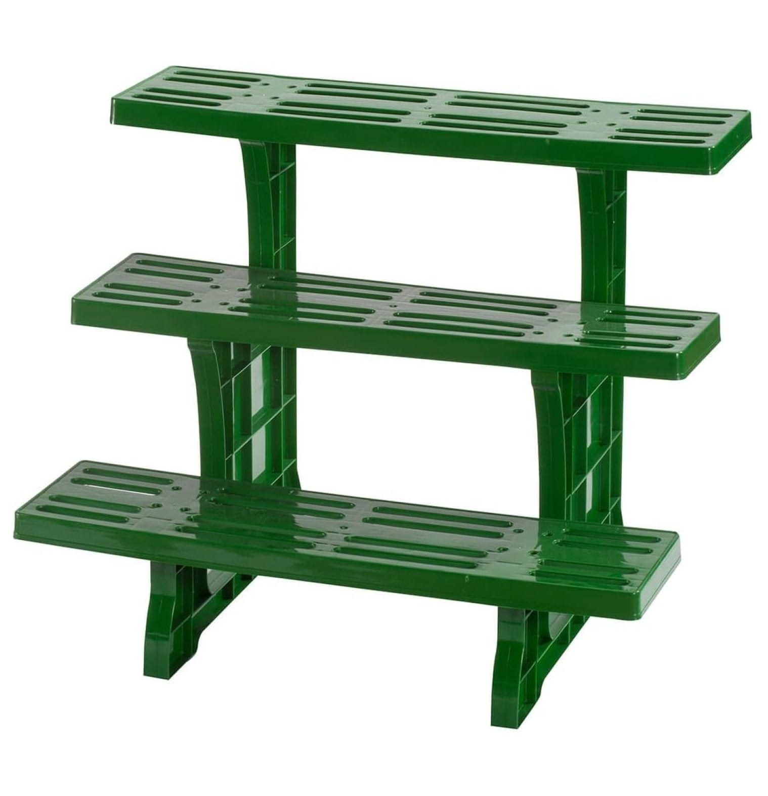 Green Plastic Triangular 3-Tier Indoor/Outdoor Plant Stand