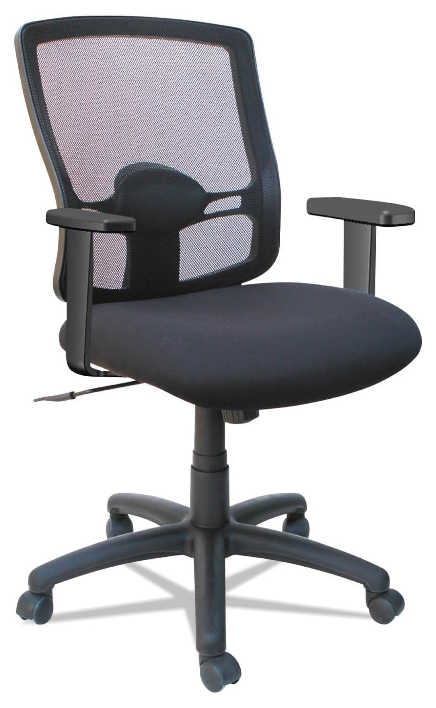 Black Mesh Mid-Back Swivel Office Chair with Fixed Arms