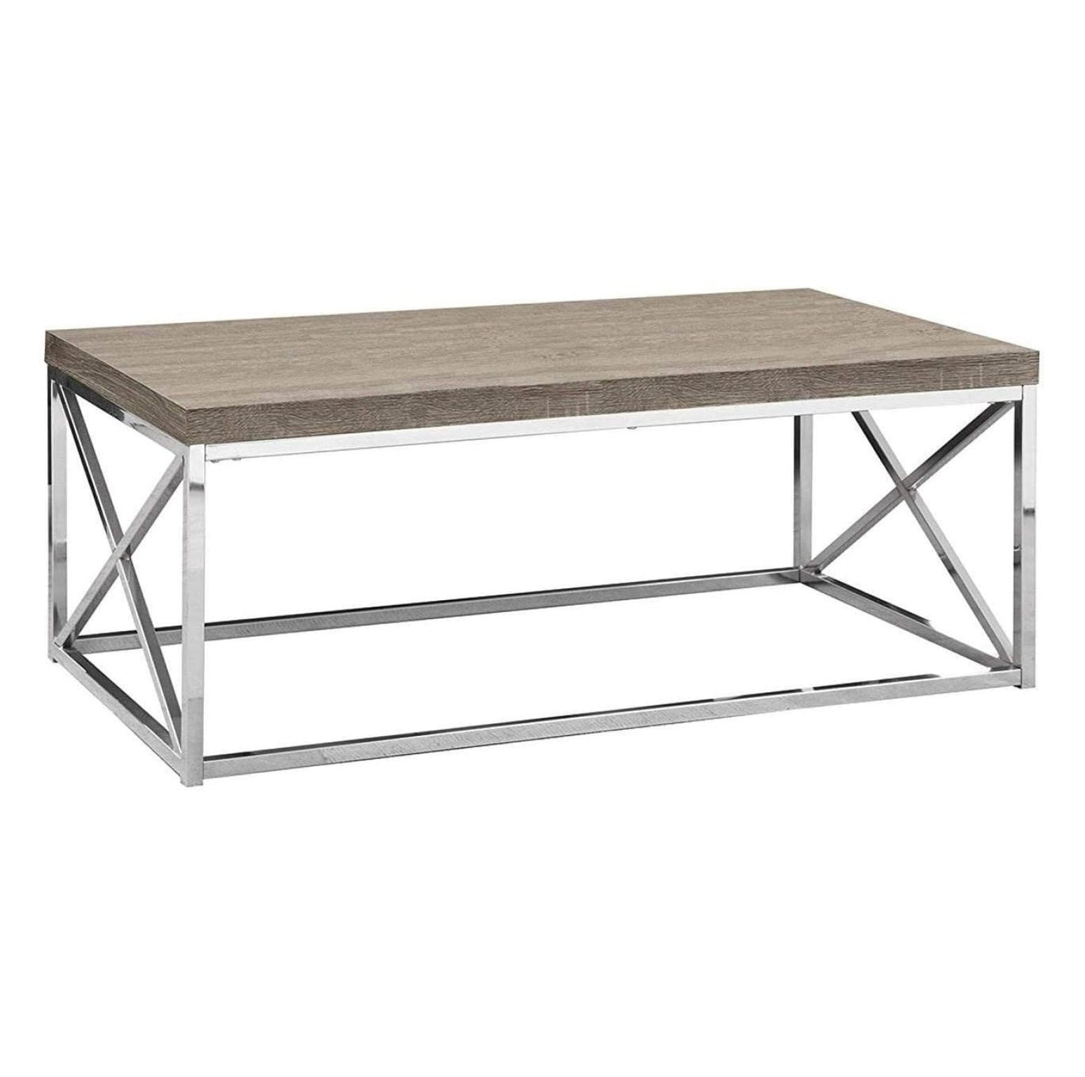 Dark Taupe Wood and Chrome Rectangular Coffee Table