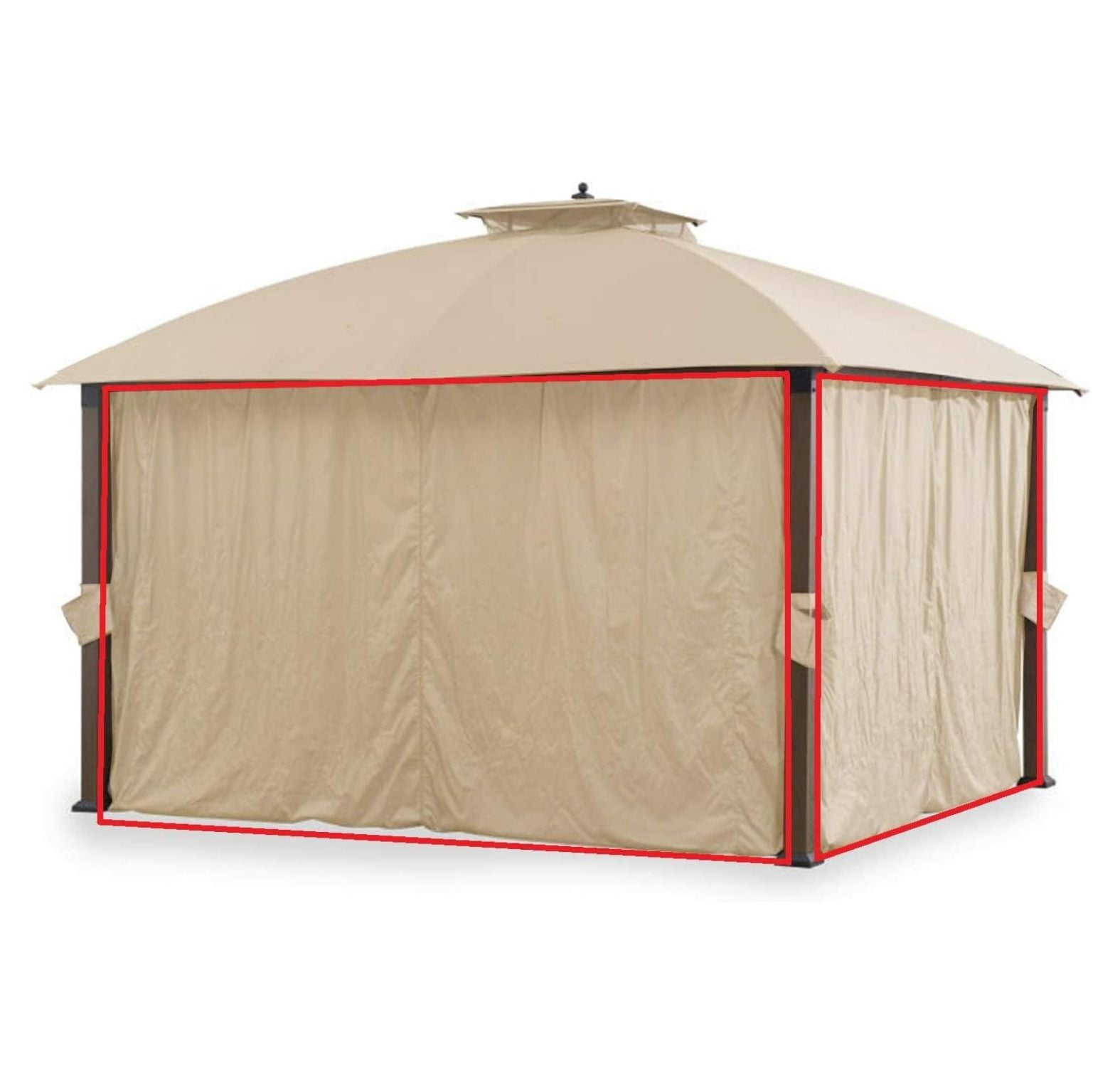 Beige Whisper 10' x 12' Replacement Privacy Curtain Set for Two-Tiered Gazebo