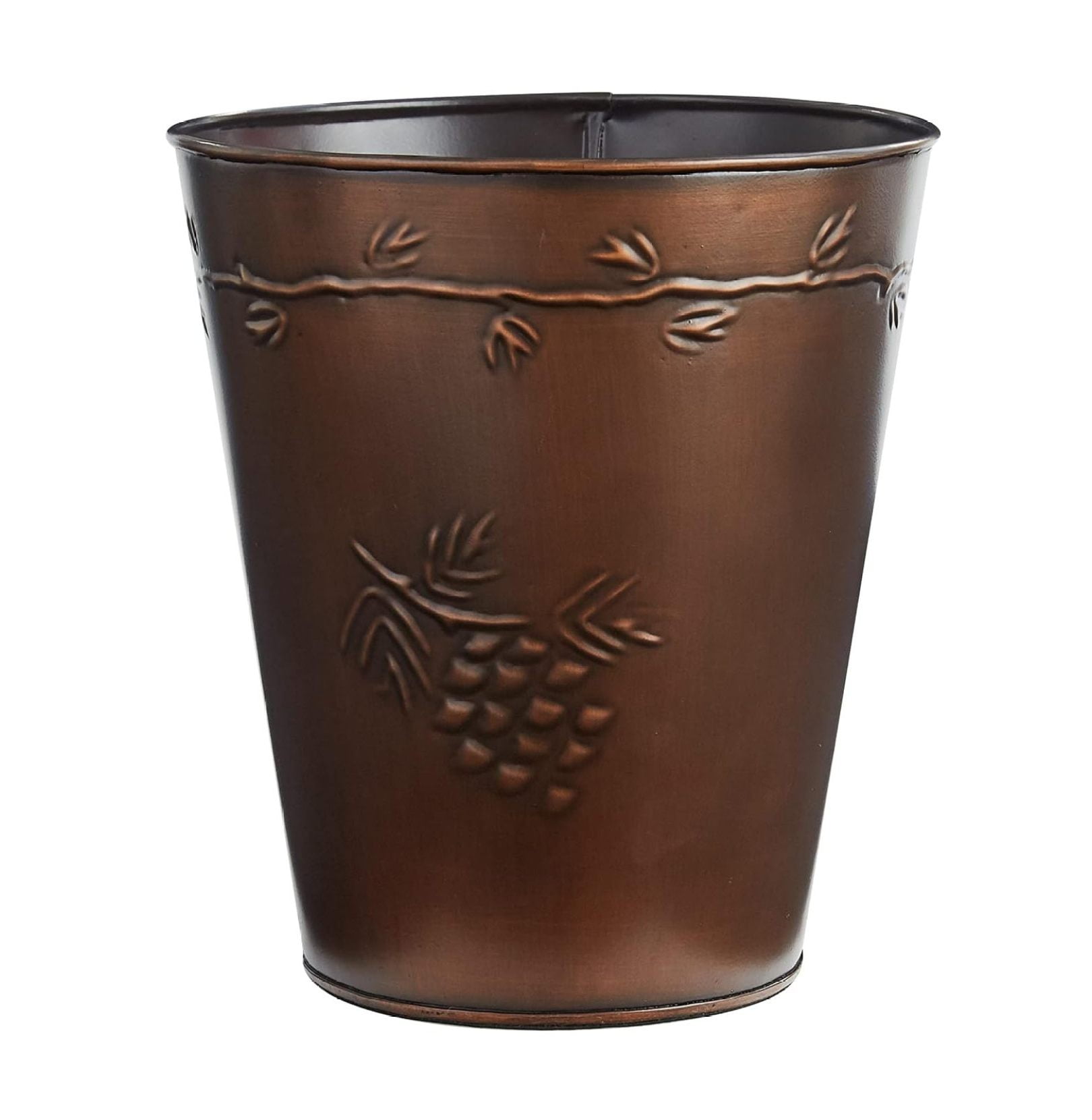 Bronze Pinecone Embossed Metal Waste Basket