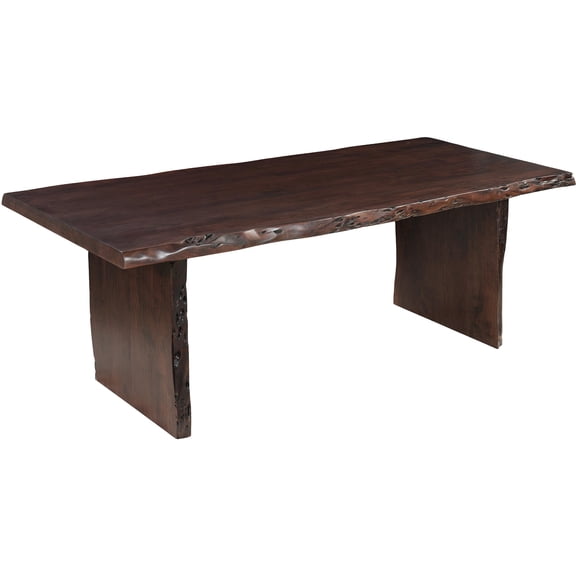 Werrick Modern Live Edge Solid Wood Dining Table in Dark Brown 72 Inches Long