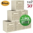 thumbnail image 1 of Werseon 11 Inch Storage Cubes with Handle, Set of 6 Foldable Cube Storage Bins, Collapsible Fabric Storage Boxes for Organizing Closet Bins-Beige, 1 of 11