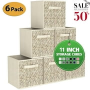 Werseon 11 Inch Storage Cubes with Handle, Set of 6 Foldable Cube Storage Bins, Collapsible Fabric Storage Boxes for Organizing Closet Bins-Beige