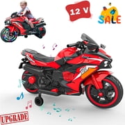Werseon 12V Motorcycle for Kids, Electric Motorcycle with LED Lights Ride on Motorcycle, Red