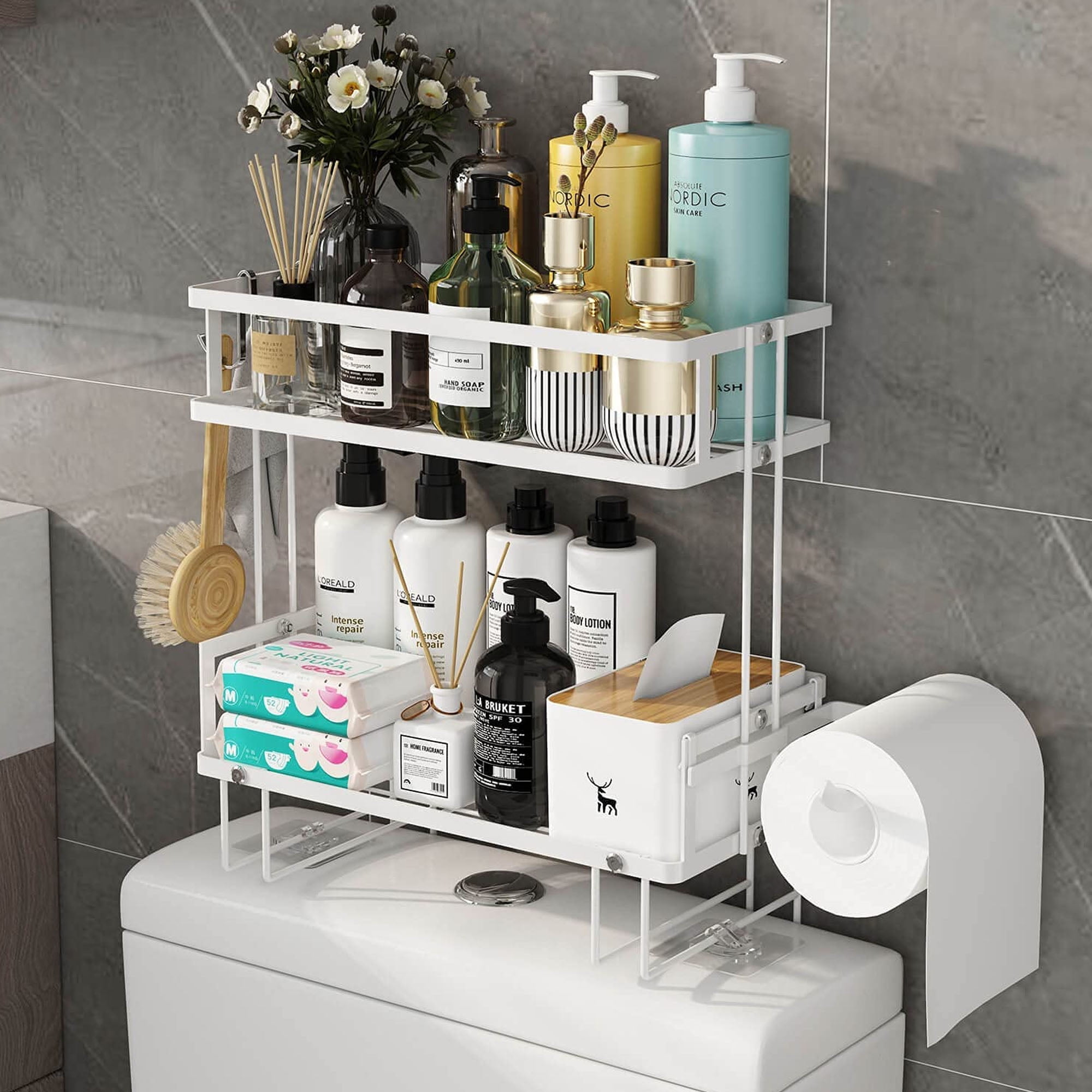 Werseon 2-Tier Over The Toilet Storage, Bathroom Organizers and Storage, Organizer Shelves for Bathroom, Size: 2 Tier, White