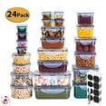 thumbnail image 1 of Werseon 24 Pack Airtight Food Storage Containers Set with Lids, Plastic Leak-proof Canisters for Cereal Flour Sugar,BPA Free Leak Proof Plastic Lunch Boxes(Labels & Marker), 1 of 9