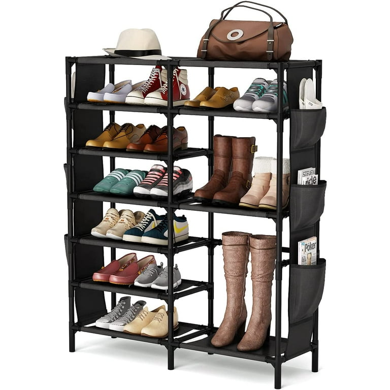 https://i5.walmartimages.com/seo/Werseon-7-Tiers-Shoe-Rack-18-24-Pairs-Stackable-Boots-Shoe-Storage-Organizer-for-Entryway-with-Side-Pocket-Black_82ddabfc-b9cf-40d3-906d-939323e853bd.7cba18b0e92e03fe9e10a853cec36af0.jpeg?odnHeight=768&odnWidth=768&odnBg=FFFFFF