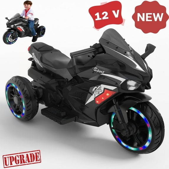 Werseon Kids Motorcycle, 12V 7AH Battery-Powered Ride on Motorcycle for Kids, Electric Dirt Bike for Boys(Black)