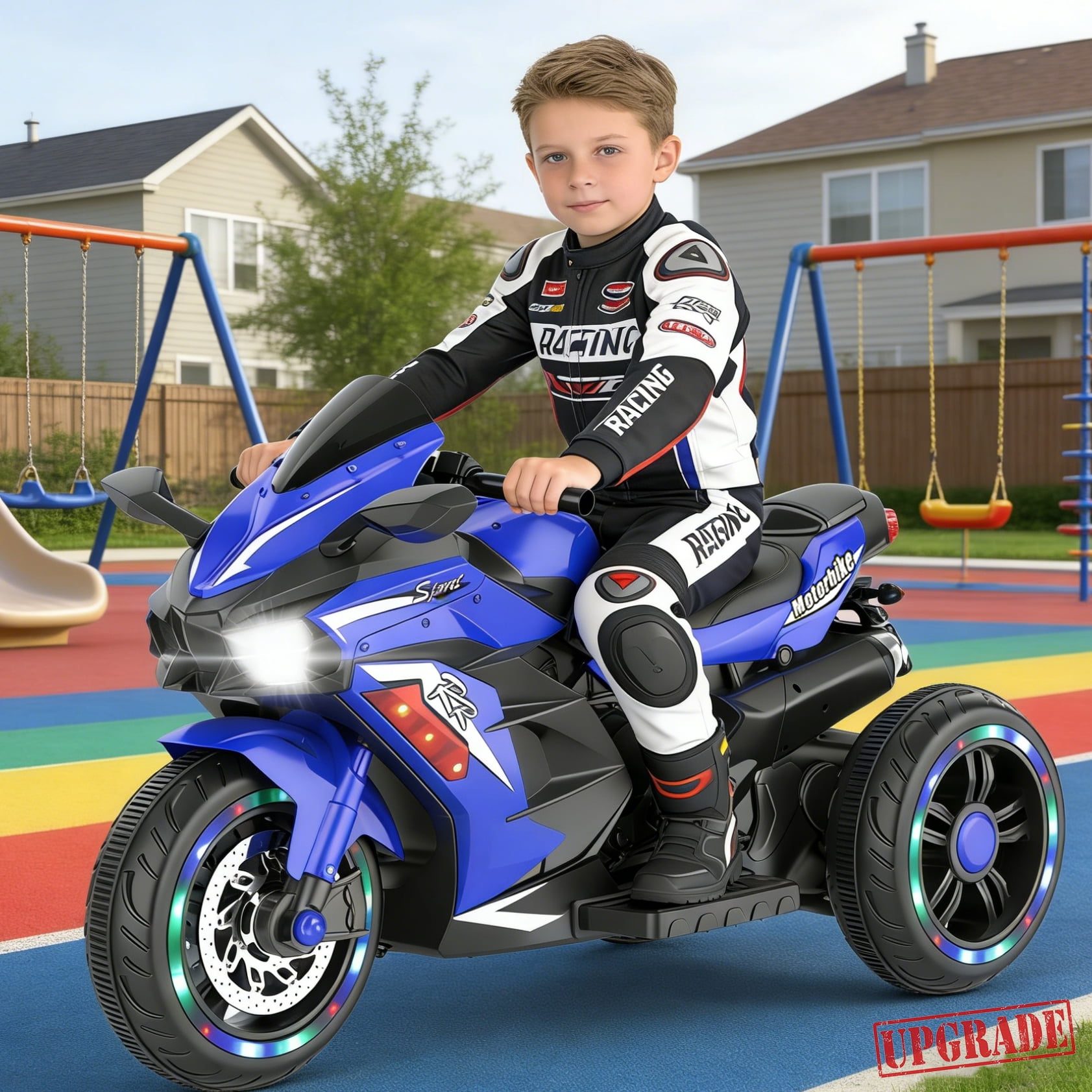 Werseon Kids Ride-On Motorcycle, 12V Electric, LED Wheels, Music