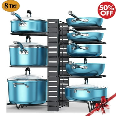 Werseon Pot Organizer Rack 8 Tiers Pots and Pans Organizer, Pot Lid Organizer for Kitchen Cabinet Cookware Organizers and Storage,Upgraded