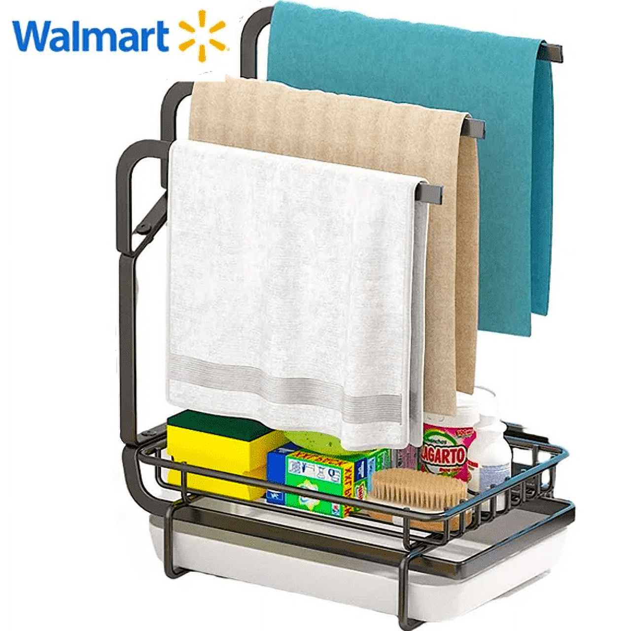 Werseon Sink Sponge Holder for Kitchen, Sink Towel Holder with Drain