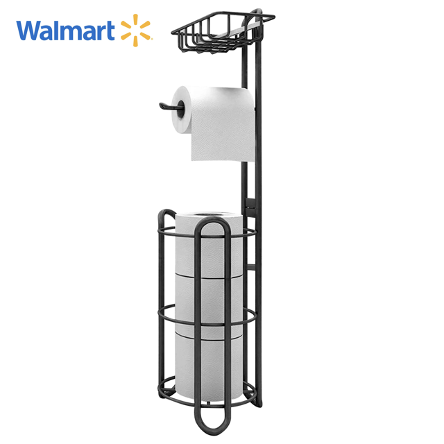Werseon Toilet Paper Holder Stand with Shelf, Free Standing Toilet