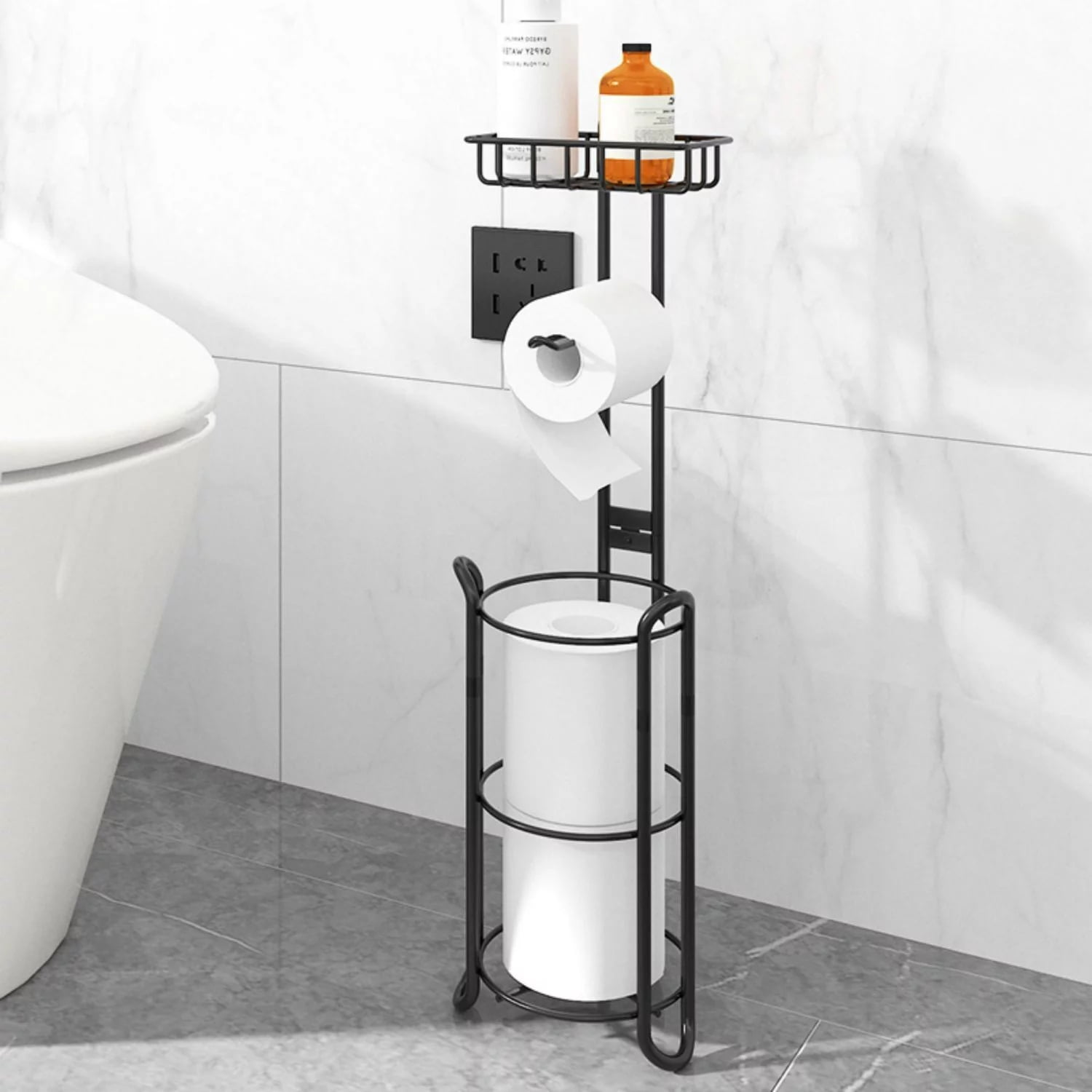 Werseon Toilet Paper Holder with Large Top Shelf, Toilet Paper Holders Free  Standing for Bathroom 