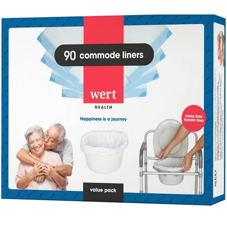 Wert Commode Liners Disposable - Value Pack 90 Bags - Bedside Commode Liners Disposable for Adult Commode Chair, Portable Toilet Bags & Comode Poop Bags - Forget About Cleaning the Commode Pail Again!