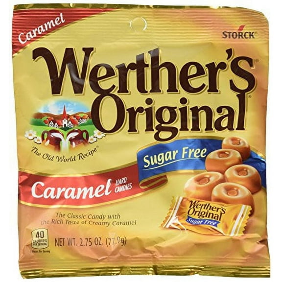 Werther's, Caramel Sugar Free AKF18 Hard Candy, Original, 2.75 Ounce (Pack of 4)