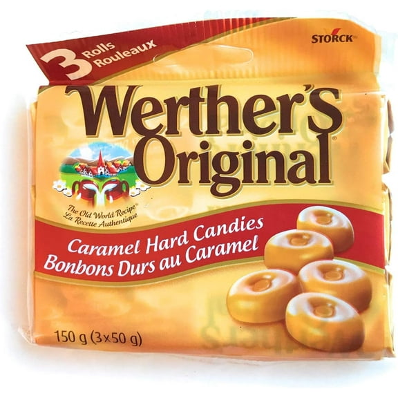 Werther's Original Caramel Hard Candies, 3 Rolls x 50g, 150g/5.25 oz Package (Imported from Canada)