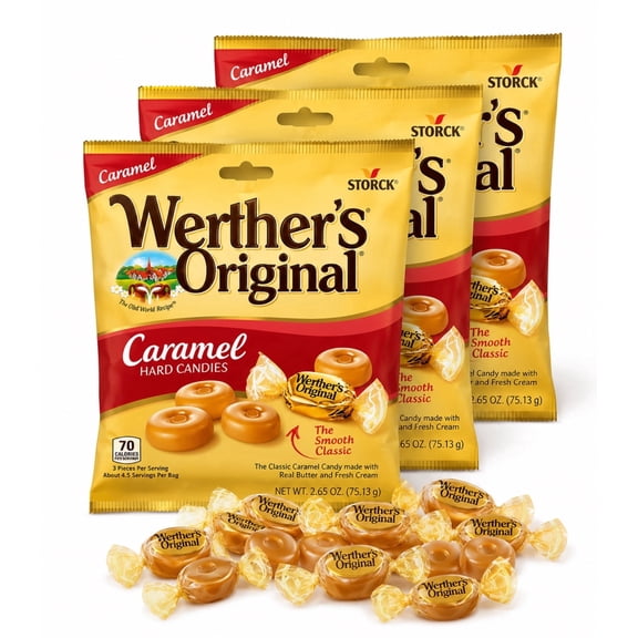Werther's Original Caramel Hard Candy Smooth Classics 3 Pack 2.65 oz