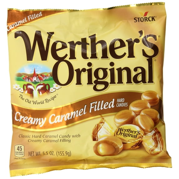Werther's Original Creamy Caramel Filled Hard Candies, 5.5-Ounce Bags (Pack of 12)