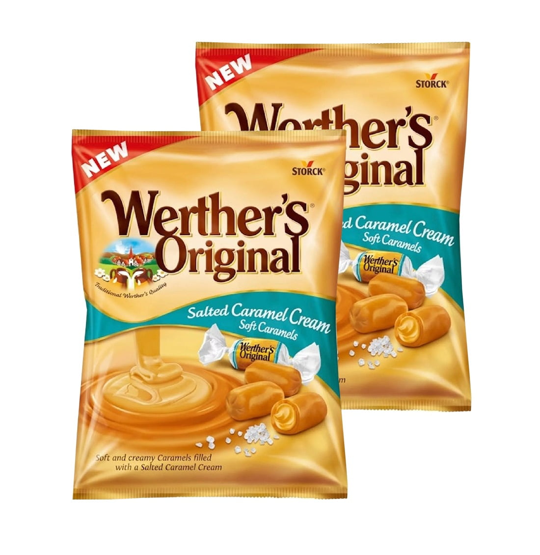 Werther's Original Salted Caramel Candy, Individually Wrapped Werther Soft Caramel 2.22oz - (Pack of 2)
