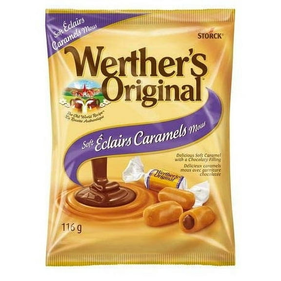Werther's Original Soft Eclairs Caramel Candies, 116g/4.1oz, (Imported from Canada)