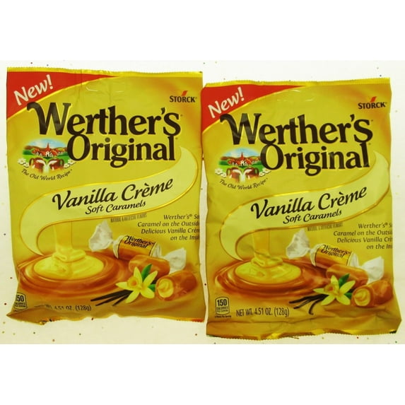 Werther's Vanilla Creme Soft Caramels Werthers Chewy Candy Lot of 2 Bags