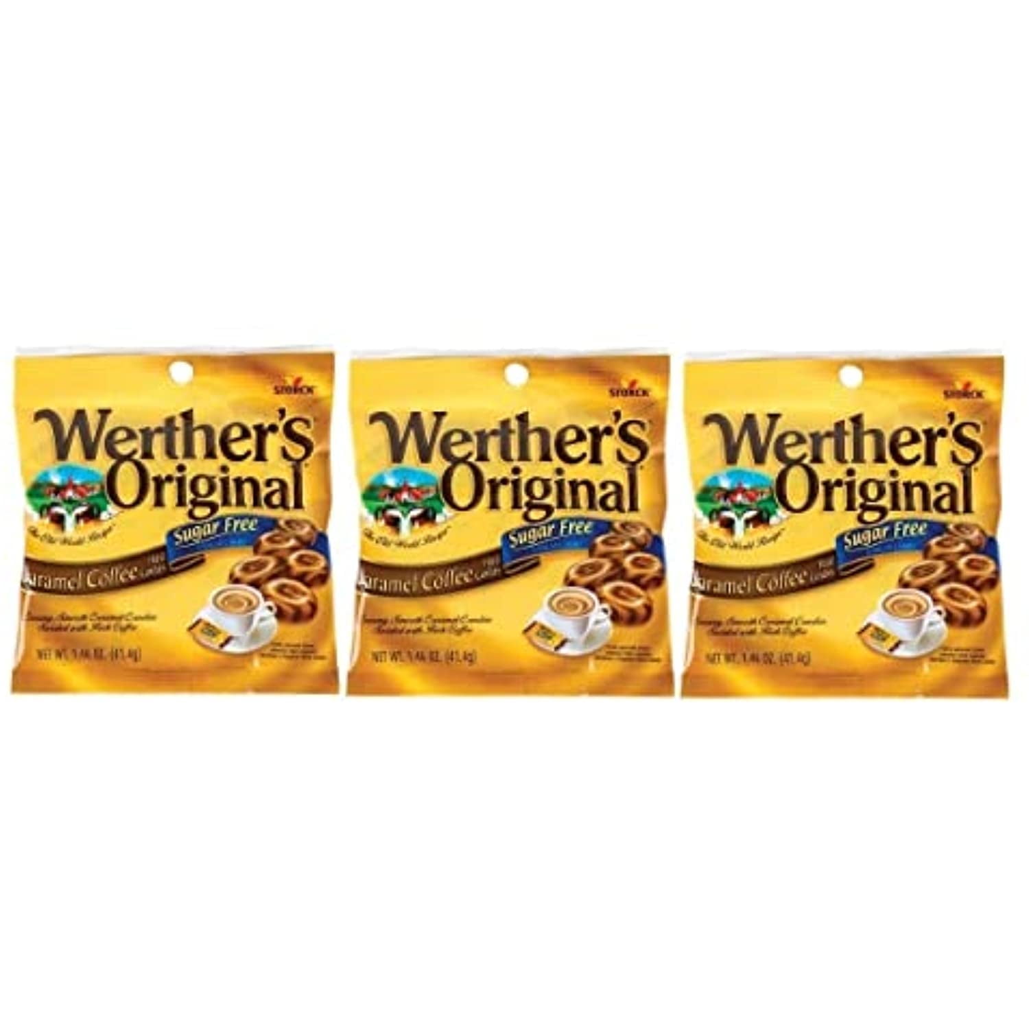 Werthers Original Caramel Coffee Hard Candies (Sugar Free, 1.46 Oz 3 Pack)