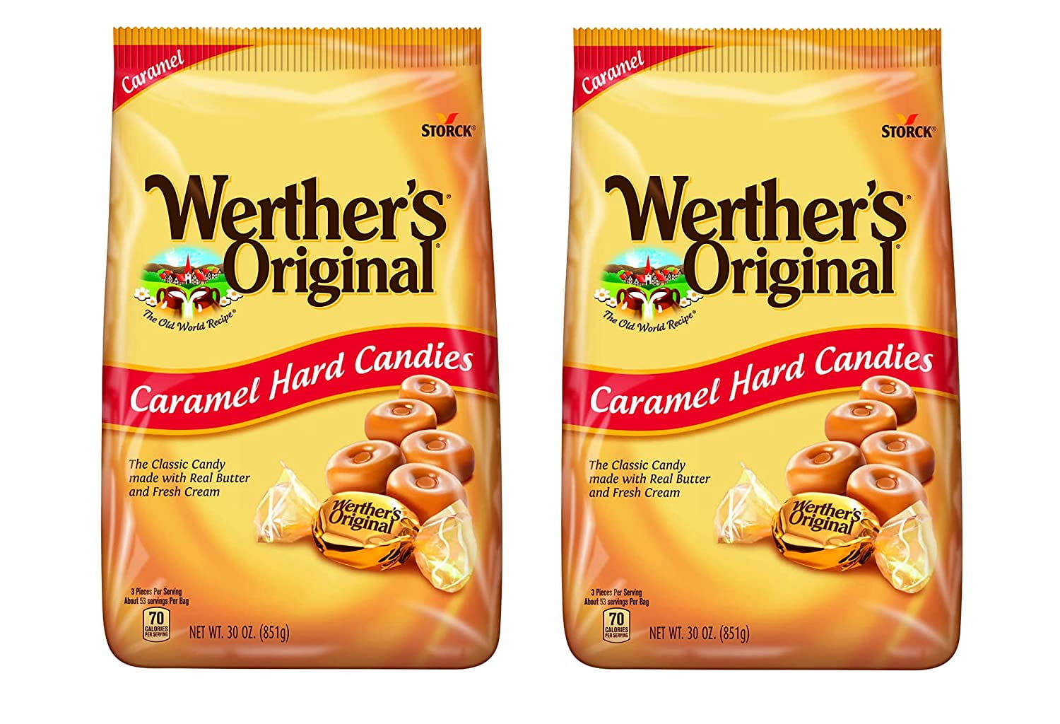 Original Caramel Hard Candies 30 Oz Stand Up Bag (Pack of 2)