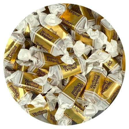 Werthers Original Chewy Caramels, 1 Pound Bulk Bag, Individually Wrapped Werther Chewy Caramels, The Hampton Popcorn & Candy Company