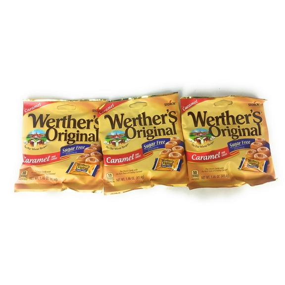Werthers Original Hard Candies, Sugar Free Caramel, 1.46 Ounce ( 3 Bags - Packs) Packaging May Vary
