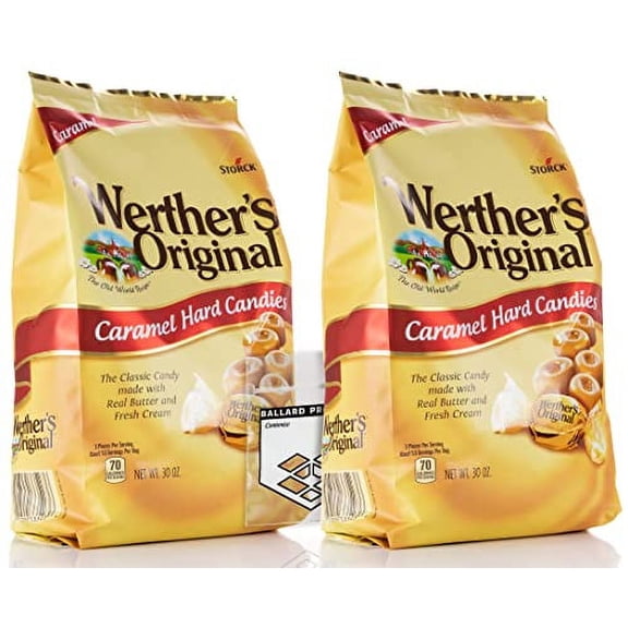 Werthers Original Hard Candy .. .. Caramels Pack of .. 2 .. - Bulk .. Bags of .. Hard .. Candy Individually Wrapped .. .. (30oz Each) - Bundle .. .. with Ballard Products .. Pocket .. Bag