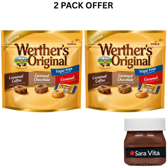 Werthers Original Hard Sugar Free Assorted Flavors, Caramel Coffee, Caramel Chocalate, Caramel Candy 7.7 OZ
