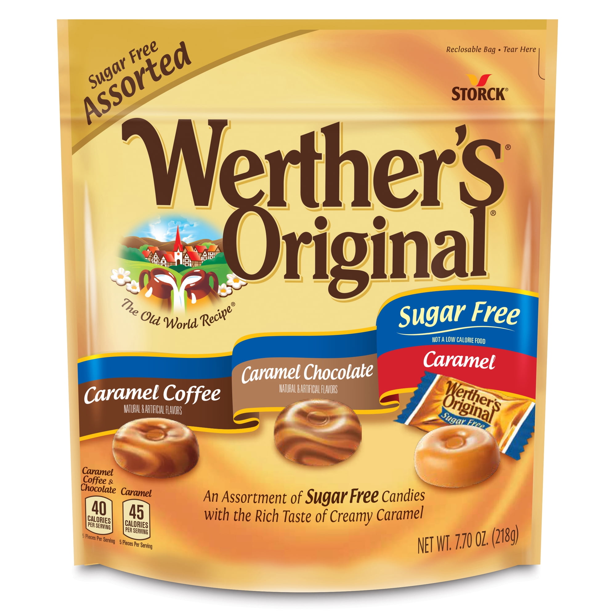 Werthers Original Hard Sugar Free Assorted Flavors, Caramel Coffee, Caramel Chocalate, Caramel Candy 7.7 oz