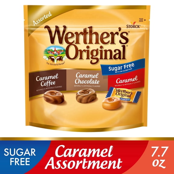 Werthers Original Hard Sugar Free Assorted Flavors, Caramel Coffee, Caramel Chocalate, Caramel Candy 7.7 oz