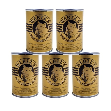 Wertz's GMO Free Ready to Eat USDA Canned Pork Meat 28oz Can Emergency Survival Food for Camping, Hiking and Backpacking- 5 Cans