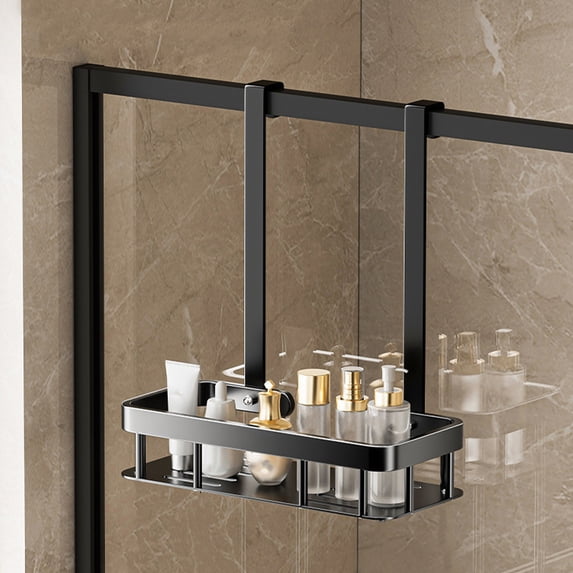 Werulen 2-Tier Hanging Shower Caddy Over The Door, Large Capacity Rust-Proof Bathroom Organizer, Sturdy No-Drill Storage Rack for Shower Stall, Space-Saving Shelf Basket for Bathroom Door