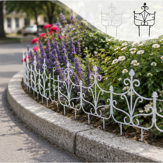Werulen 2Pcs 40x25.5cm Garden Border Fence Sturdy Interlocking Structure, Yard Flower Bed Pathway Landscape Partition Layout, Garden Edging, Yard Fence, Landscape Border