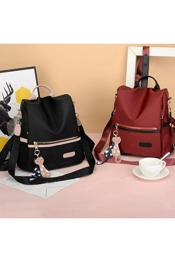 2Pcs Anti-Theft Travel Backpack for Women, Convertible One Shoulder Two Shoulder Multifunctional Bag, Back Open Pocket Secure Design, Lightweight Oxford Fabric Carry On Daypack