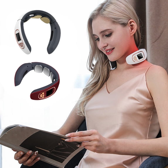 Werulen 2Pcs Neck Massager With Heat 4 Modes 15 Temperature Levels, Portable Electric Cervical Massage Device, Rechargeable Pain Relief for Shoulder Back, Holiday Gift for Partner Parents Office