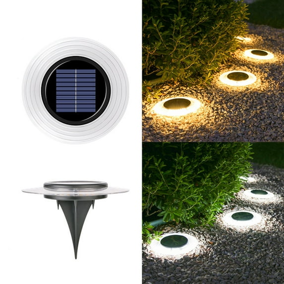 Werulen 2Pcs Solar Ground Lights Outdoor, 6. Inch Solar Powered In-Ground Landscape Lighting, LED Disk Lights for Garden Pathway Lawn Decoration, Weatherproof Durable ABS Plastic Yard Lights