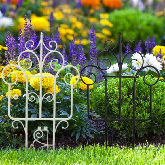 Werulen 2Pcs Stackable Garden Fence for Climbing Plants, 15.74 Inch Plastic Plant Support Trellis, Decorative Picket Fence Edging for Lawns Flower Beds and Yard Borders