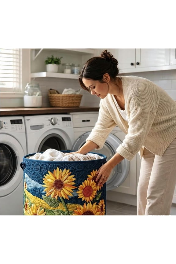 36x46cm Quilted Fabric Laundry Storage Bucket Reinforced Rim, Bathroom Bedroom Dirty Garment Collection, Laundry Bin, Garment Caddy, Room Storage