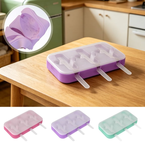 Werulen 3Pcs Cactus Ice Cream Mold, Three Cavity Fixed Molding Feature, Household Homemade Frozen Snack Craft Making, Ice Mold, Frozen Treat Maker, Summer Kitchen Tool
