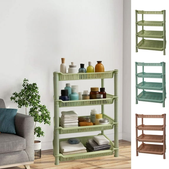 Werulen 3Pcs Four Layer Storage Rack, 4 Tier Plastic Organizer for Bathroom Kitchen Countertop, Multi-Purpose Desktop Shelf, Space Saving Cabinet Shelf for Living Room Office